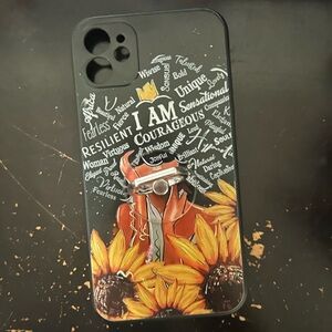 Inspirational Black Phone Case with Sunflower Design